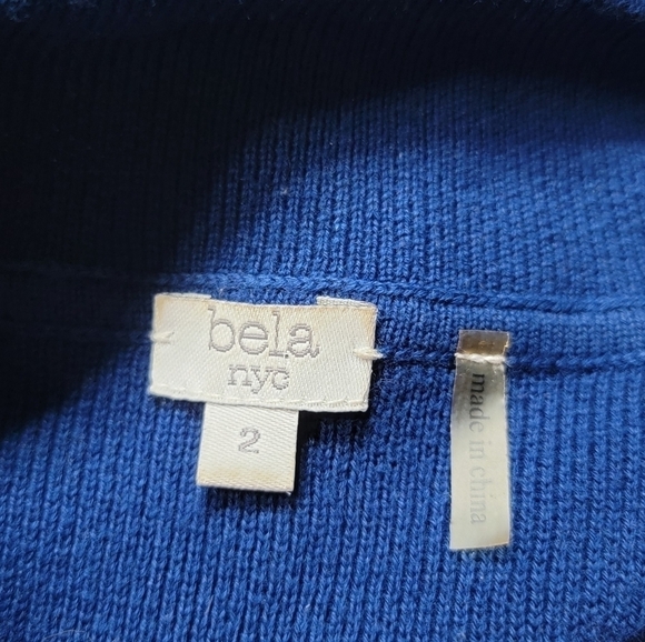 Bela NYC 100% Pima Cotton Royal Blue Long Sleeve Open Cardigan Sweater Size 2 - Picture 8 of 11